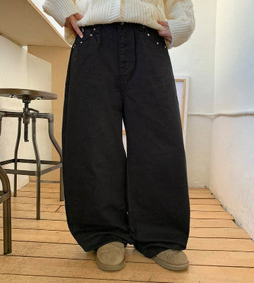 Enen Star Rivet Wide Cotton Pants
